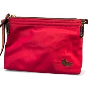 Dooney & Bourke Red Nylon Leather Suede Trim Duck Logo Small Crossbody Bag